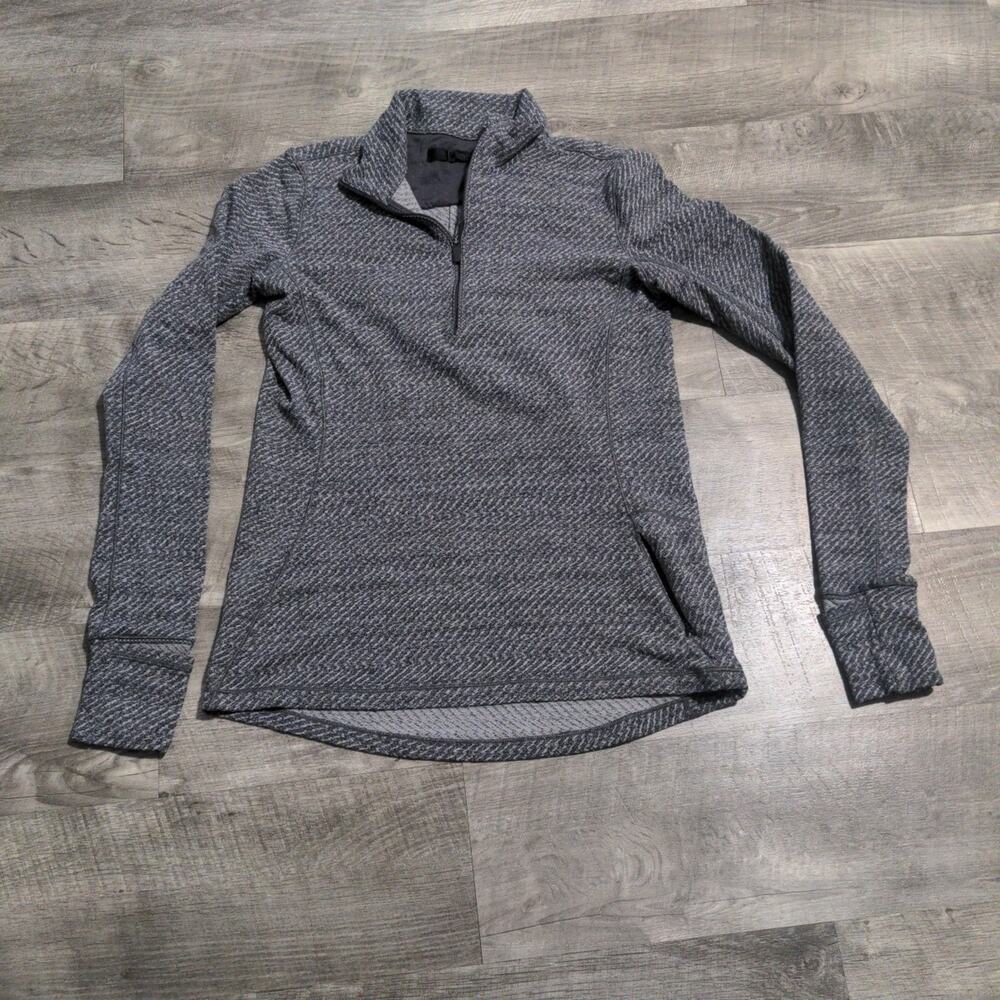 Lululemon Outrun 1/2 Zip Top Womens Grey Hazy Heather Thumbholes Size 4